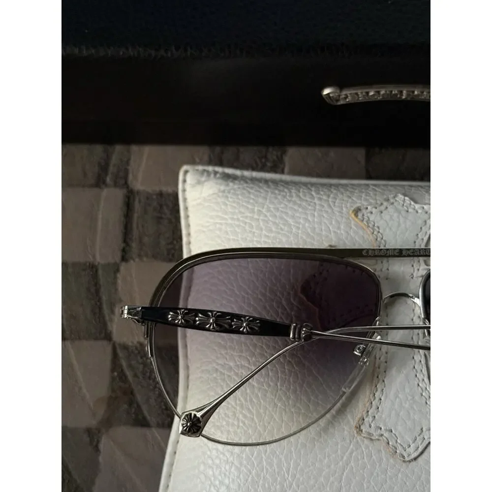 Chrome Hearts SPANKED Sunglasses Silver Black Rare Vintage Discontinued Aviator